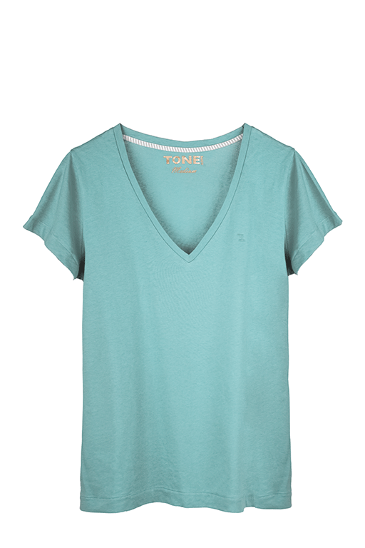 Kadın V Yaka Okyanus Tshirt