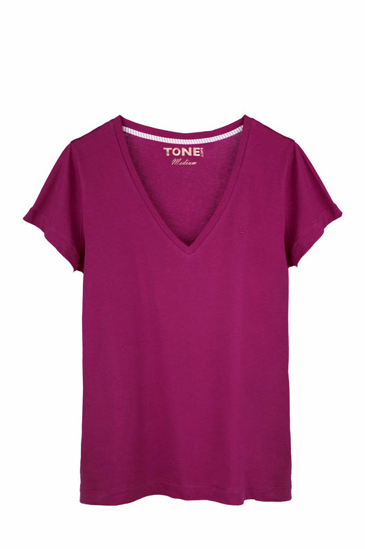 Kadın V Yaka Çiçek Tshirt