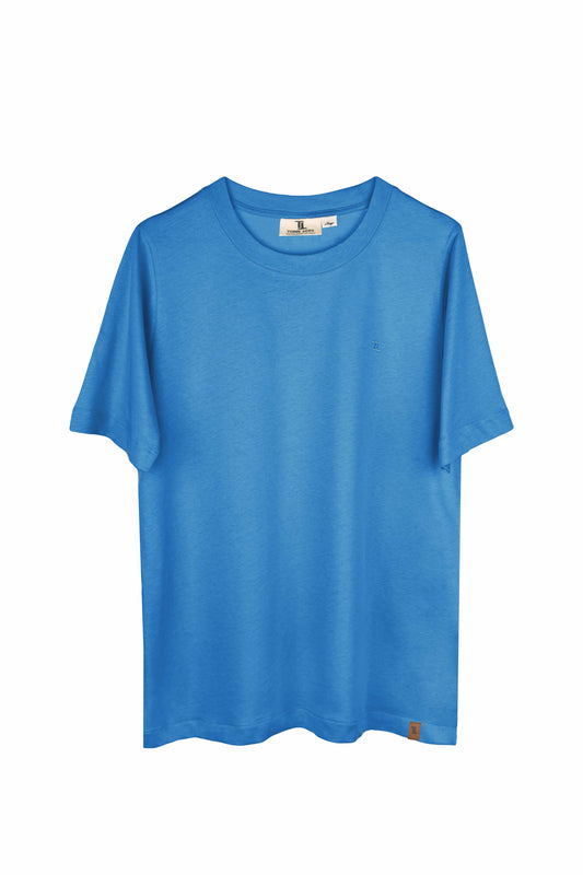 Erkek O Yaka Mavi Tshirt