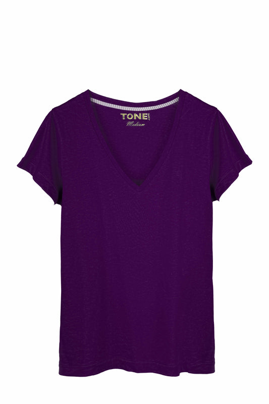 Kadın V Yaka Mor Tshirt